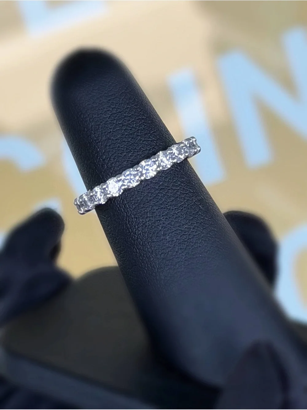 PT950 Platinum 2.5CTW Natural Diamond Classic Eternity band ring sz 6.25